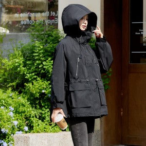 （此款停产下架）SG1172款2024秋季新款女装工装外套中长款收腰显瘦连帽女士风衣