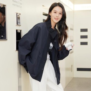 SG1182春季新款女装韩版时尚针织拼接风衣外套