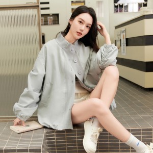 SG1182春季新款女装韩版时尚针织拼接风衣外套