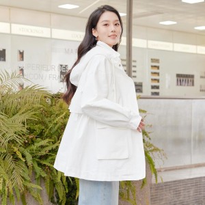 SG1188春季新款中长款收腰显瘦宽松连帽风衣外套女