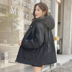 SG1203款2025冬季女士宽松时尚韩版收腰连帽户外工装白鸭绒羽绒服外套(90%白鸭绒)