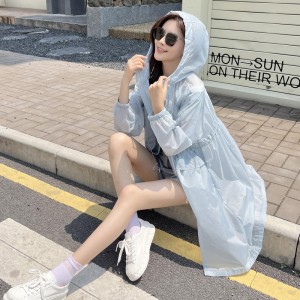 SG1193款2025夏季中长款宽松收腰连帽轻薄透气飘逸仙女防晒衣薄外套