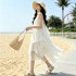 SG1218款2026夏季中长款多层裙摆设计感宽松吊带连衣裙女A字裙子(配送飘带)